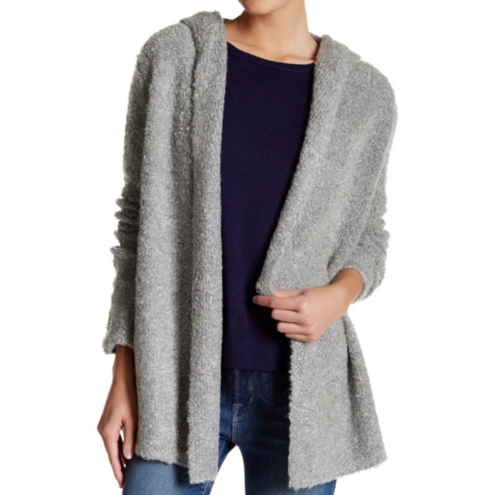Joie Handwyn Grey Boucle Hooded Soft Cardigan size Small